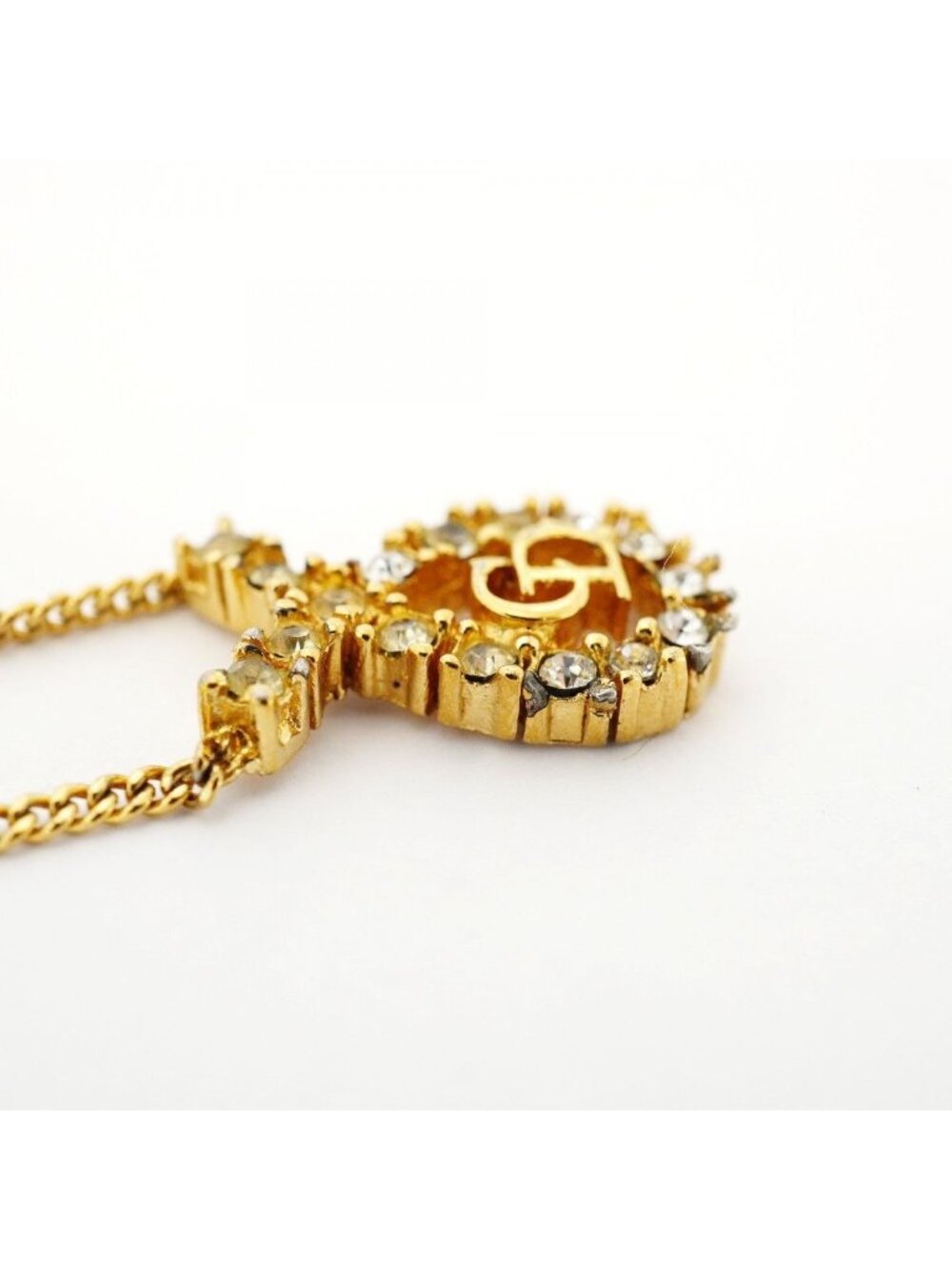 Dior Necklace CD Logo Gold Plated Line Stone - Picture 6 of 6